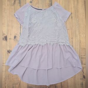 Lavender Lace Overlay Top Exhilaration Large Elegant Winmsy Y2k